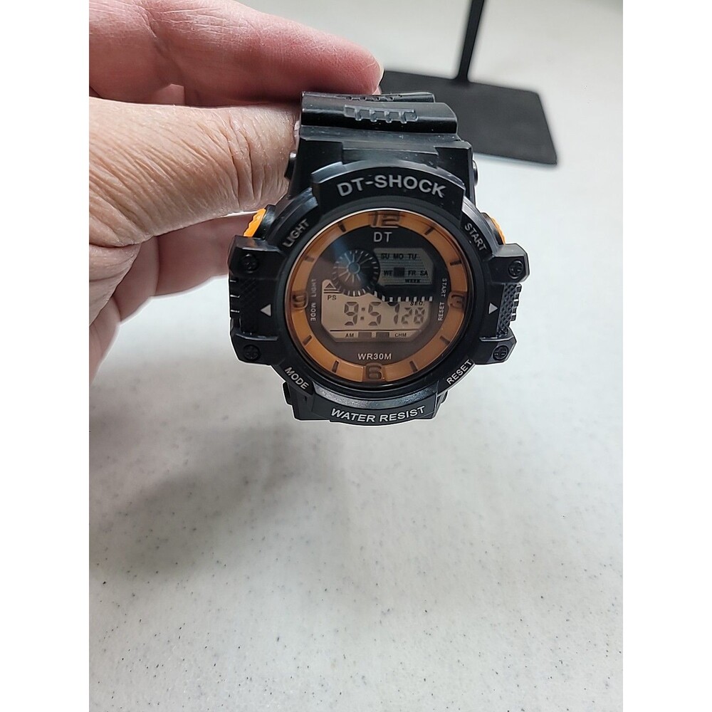 DT Shock  Watch Men WR30M Black and Orange Works
